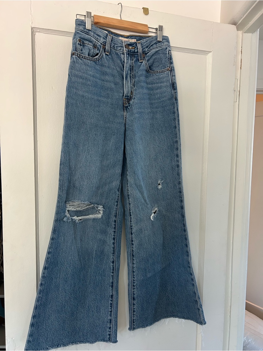 Levi's Light Blue Wide Leg Distressed Jeans